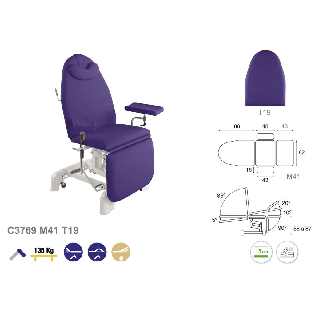 Sillón hidráulico para diálisis/extracción de sangre