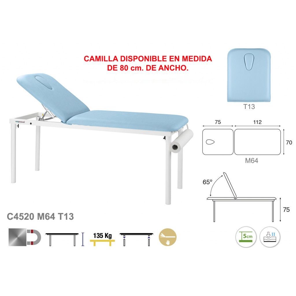 Camilla fija metálica blanca de 2 cuerpos