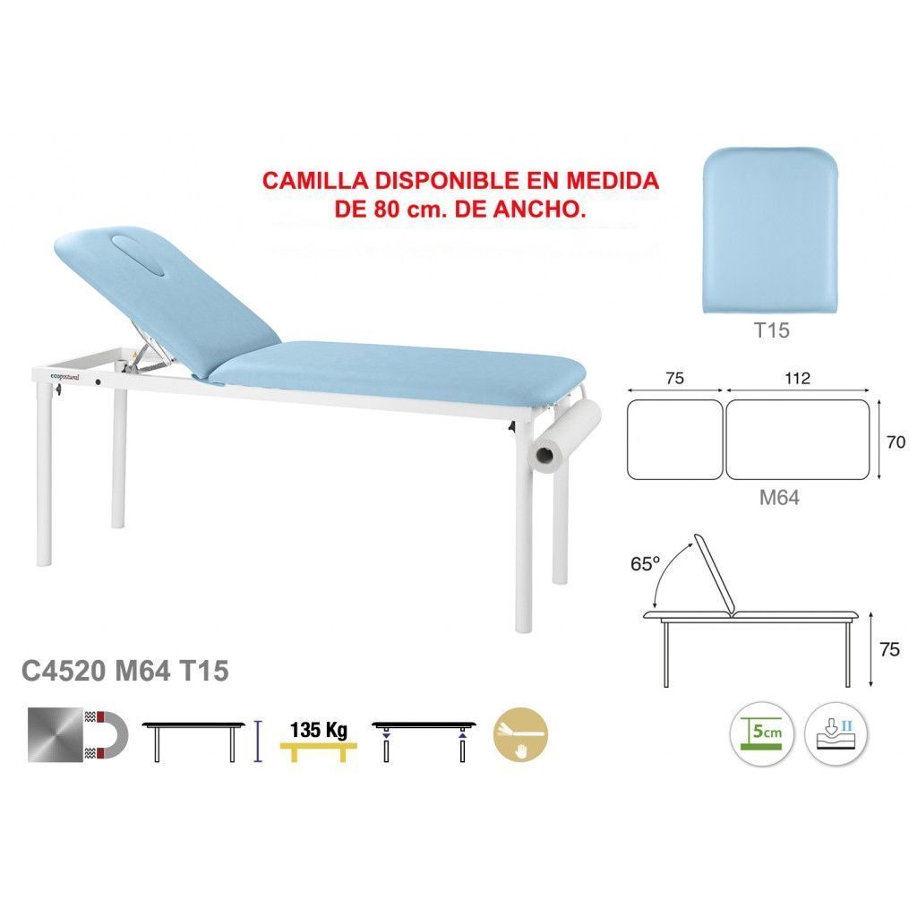 Camilla fija metálica blanca de 2 cuerpos