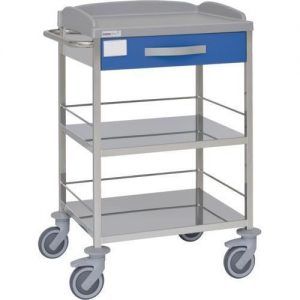 Carro hospitalario multifuncional con 1 cajón y 3 entrepaños