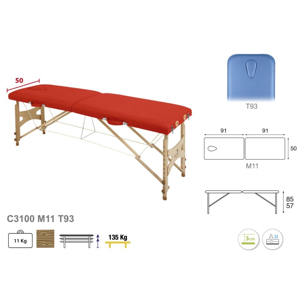 Camilla plegable especial osteopatía regulable de madera natural