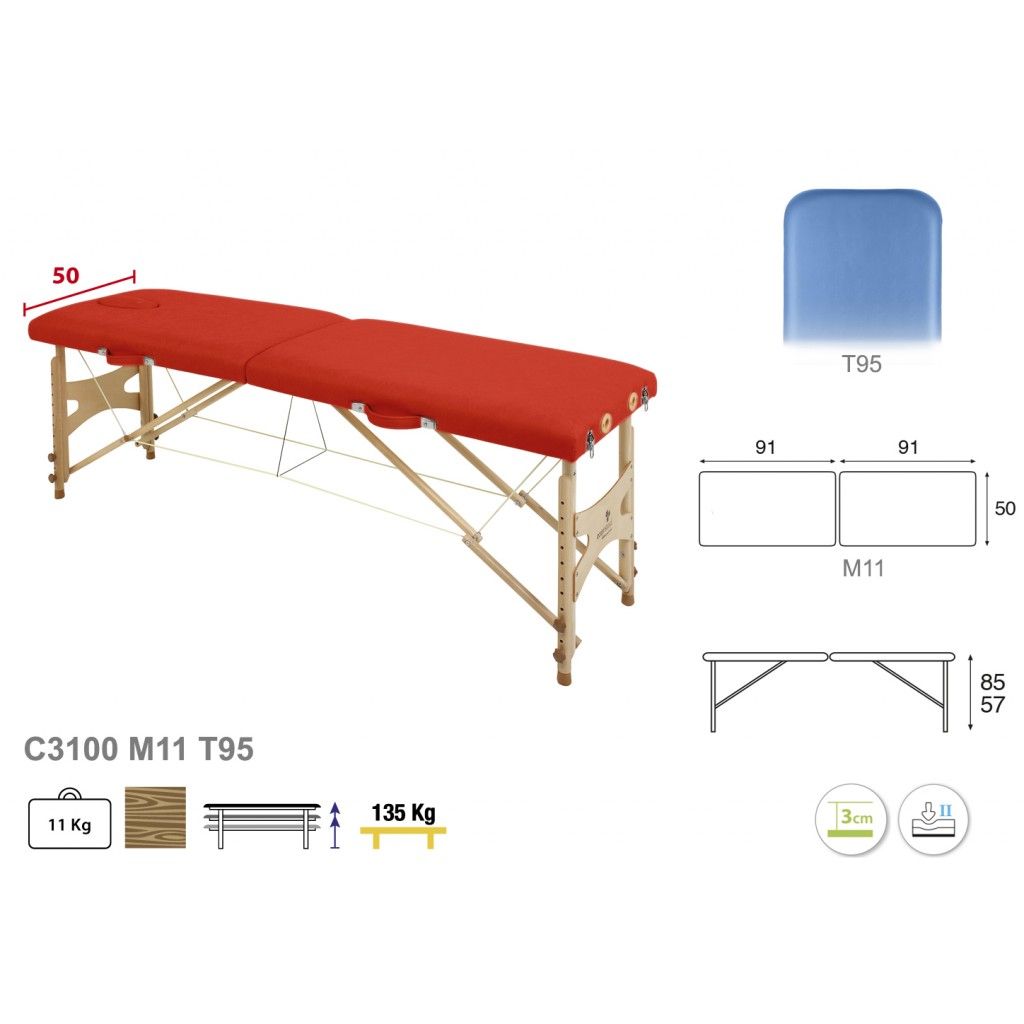Camilla plegable especial osteopatía regulable de madera natural