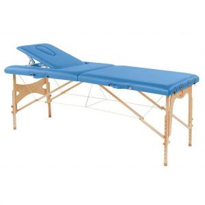 Camilla plegable regulable de madera natural con respaldo
