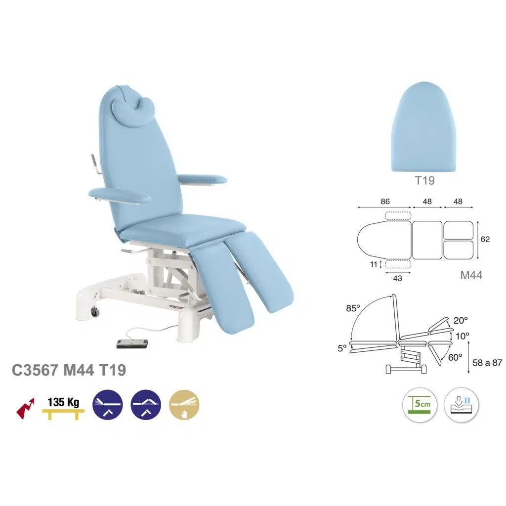 Sillón eléctrico para podología