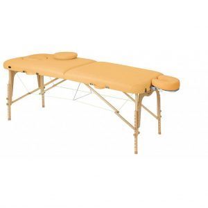 Camilla plegable regulable de madera natural con cabezal extraíble