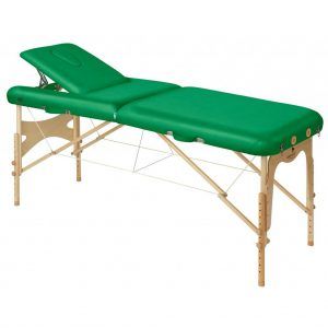 Camilla plegable regulable de madera natural con respaldo
